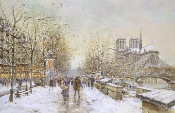 アントワーヌ・ブランチャード Painting - アントワーヌ・ブランチャード パリ・ノートルダムの冬